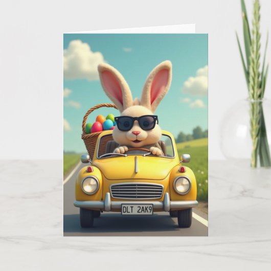 Cool Bunny Spring Ride Card Kaart (Voorkant)