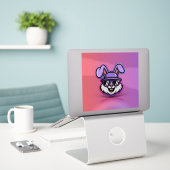 Cool Bunny Sticker: trendy en leuk ontwerp! Sticker (Laptop op bureau)