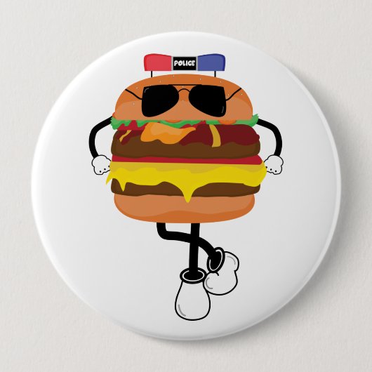 Cool Burger Police Ronde Button 4,0 Cm (Voorkant)