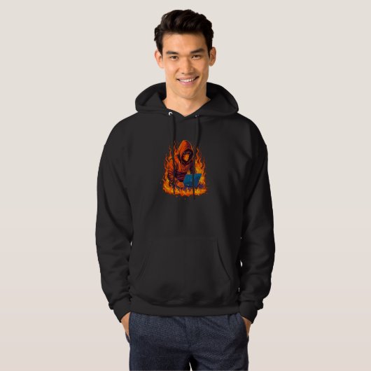 Cool burning IT Hacker with Flames and Fire for La Hoodie (Voorkant volledig)