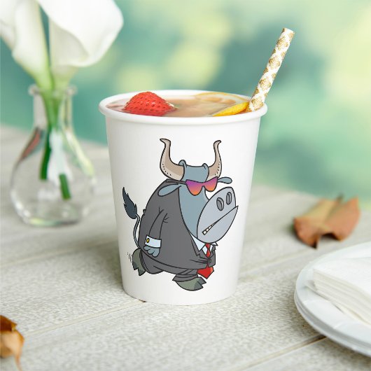 Cool Business Bull in pak met zonnebril Papieren Bekers