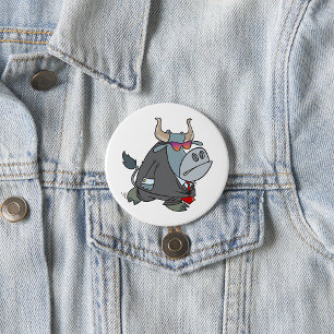 Cool Business Bull in pak met zonnebril Ronde Button 7,6 Cm