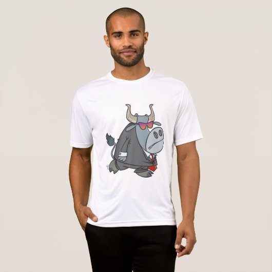 Cool Business Bull in pak met zonnebril T-shirt (Voorkant volledig)