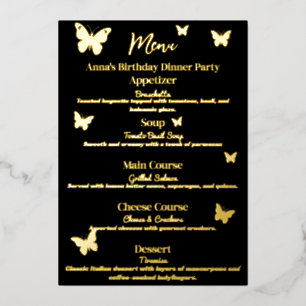 Cool Butterfly-thema verjaardagsdiner menu