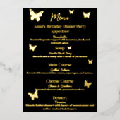 Cool Butterfly-thema verjaardagsdiner menu (Voorkant)