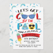 Cool by the Pool Emoji Boy Birthday Party Kaart (Voorkant / Achterkant)