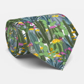 Cool Cactus en Cacti Flowers Green Stropdas (Opgerold)