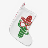 Cool cactus mascotte met sombrero pet en bril i kleine kerstsok (Voorkant (Hangend))