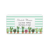 Cool Cactus Mint Green Stripes Etiket (Voorkant)