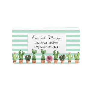 Cool Cactus Mint Green Stripes Etiket