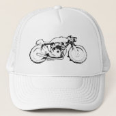 Cool Cafe Racer Motorcycle Tekening Trucker Pet (Voorkant)
