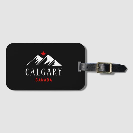 Cool Calgary Canada Mountains esdoorn blad donker Bagagelabel (Voorkant (horizontaal))