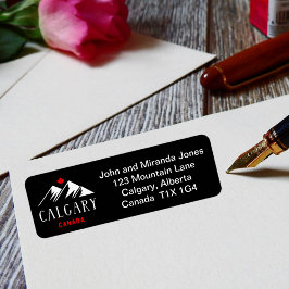 Cool Calgary Canada Mountains esdoorn blad donker Etiket