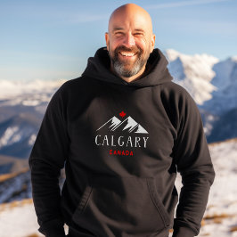 Cool Calgary Canada Mountains esdoorn blad donker Hoodie