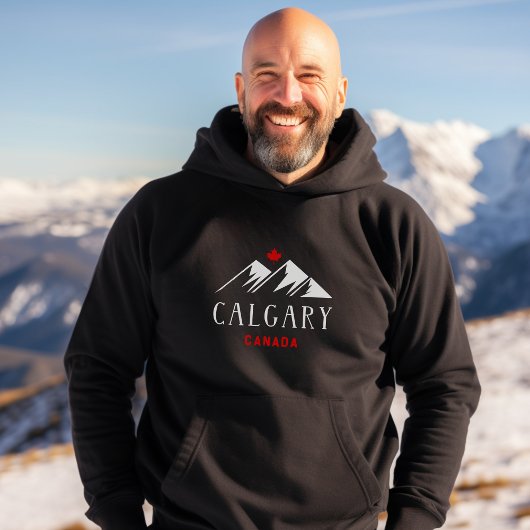 Cool Calgary Canada Mountains esdoorn blad donker Hoodie