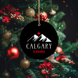 Cool Calgary Canada Mountains esdoorn blad donker Keramisch Ornament