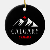 Cool Calgary Canada Mountains esdoorn blad donker Keramisch Ornament (Voorkant)