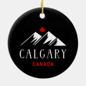 Cool Calgary Canada Mountains esdoorn blad donker Keramisch Ornament (Achterkant)
