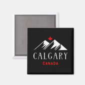 Cool Calgary Canada Mountains esdoorn blad donker Magneet (Voorkant / Achterkant)