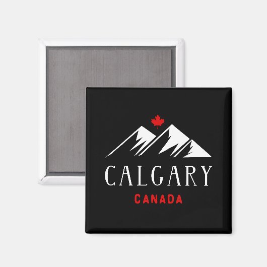 Cool Calgary Canada Mountains esdoorn blad donker Magneet (Voorkant / Achterkant)
