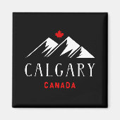 Cool Calgary Canada Mountains esdoorn blad donker Magneet (Voorkant)