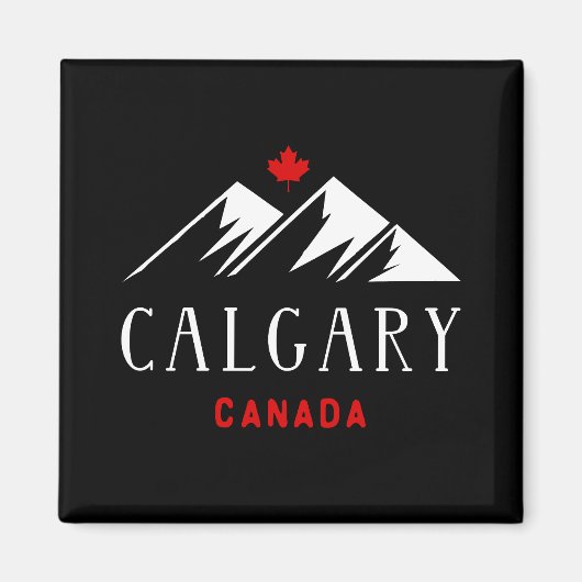 Cool Calgary Canada Mountains esdoorn blad donker Magneet (Voorkant)