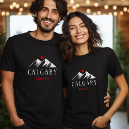 Cool Calgary Canada Mountains esdoorn blad donker T-shirt