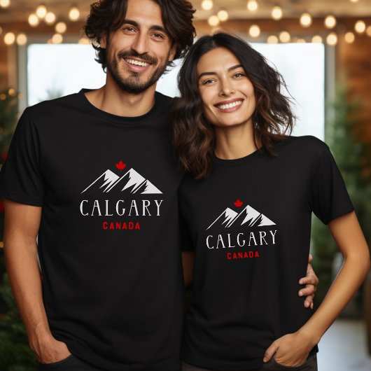 Cool Calgary Canada Mountains esdoorn blad donker T-shirt