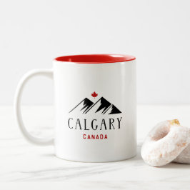 Cool Calgary Canada Mountains esdoornblad Tweekleurige Koffiemok