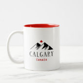 Cool Calgary Canada Mountains esdoornblad Tweekleurige Koffiemok (Links)