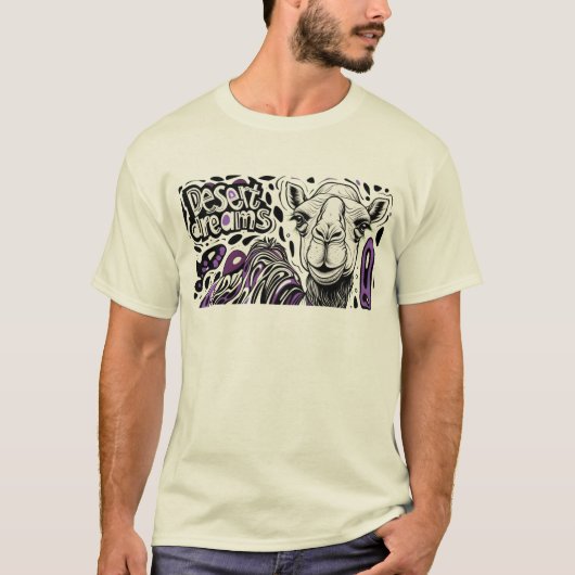 Cool Camel Beach Vibes T-shirt – Desert Dreams Art (Voorkant)