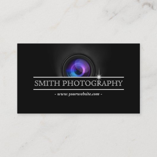 Cool Camera Lens Fotografie Visitekaartje (Voorkant)