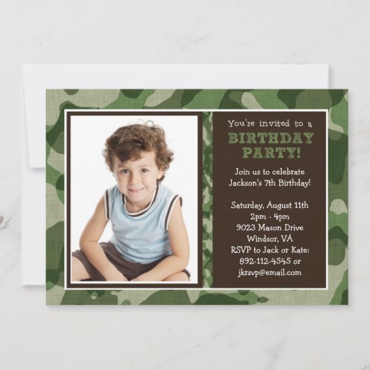 Cool Camo Party Invitation Kaart (Voorkant)