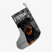 Cool Camo Rottweiler Dog Animal Rugged Name Kleine Kerstsok (Achterkant (Hangend))