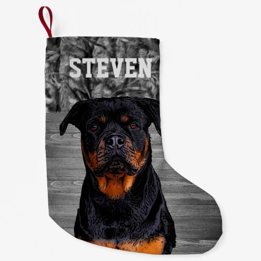 Cool Camo Rottweiler Dog Animal Rugged Name Kleine Kerstsok (Voorkant)