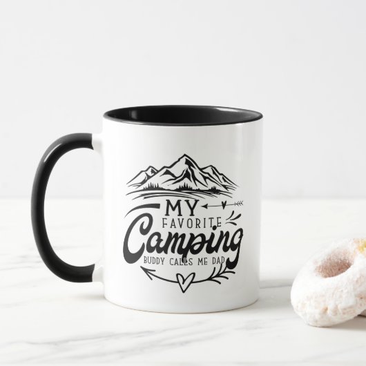 Cool Camping buddy Dad word art  Mok (Met donut)