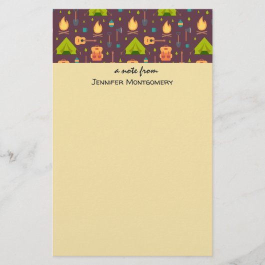 Cool Camping Design Outdoorsy Patroon Briefpapier (Voorkant)