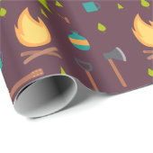 Cool Camping Design Outdoorsy Patroon Cadeaupapier (Rol Hoek)