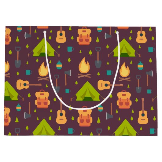 Cool Camping Design Outdoorsy Patroon Groot Cadeauzakje (Voorkant)