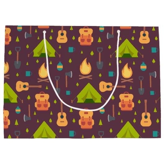 Cool Camping Design Outdoorsy Patroon Groot Cadeauzakje (Achterkant)