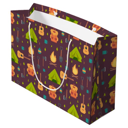 Cool Camping Design Outdoorsy Patroon Groot Cadeauzakje (Achterkant Gekanteld)
