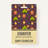 Cool Camping Design Outdoorsy Patroon Professionee Badge (Achterkant)