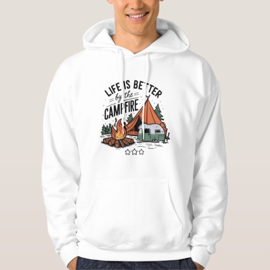 Cool Camping Kampvuur Modern Hoodie (Voorkant)