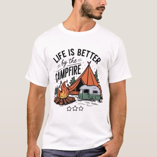 Cool Camping Kampvuur Modern T-shirt (Voorkant)