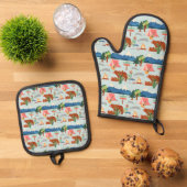 Cool Camping liefhebbers betegeld patroon Ovenwant & Pannenlap Set (Top down)