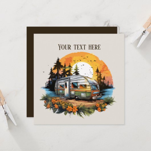 Cool camping liefhebbers feest kaart (Voorkant / Achterkant in situ)