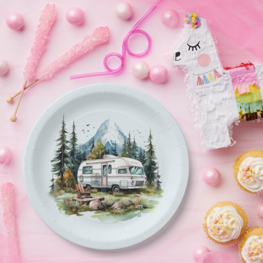 Cool camping liefhebbers feest papieren bordje (Feest)