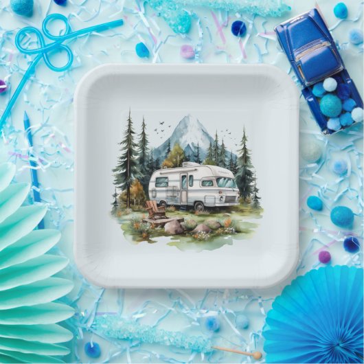 Cool camping liefhebbers feest papieren bordje (Feest)