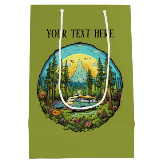 Cool camping liefhebbers voeg tekst toe medium cadeauzakje (Achterkant)