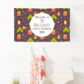 Cool Camping Patroon Buiten Familie Reünie Spandoek (Insitu)